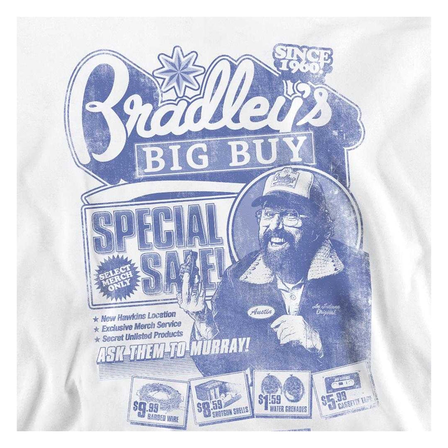 White - Side - Stranger Things Unisex Adult Bradley´s Big Buy Advert Sweatshirt