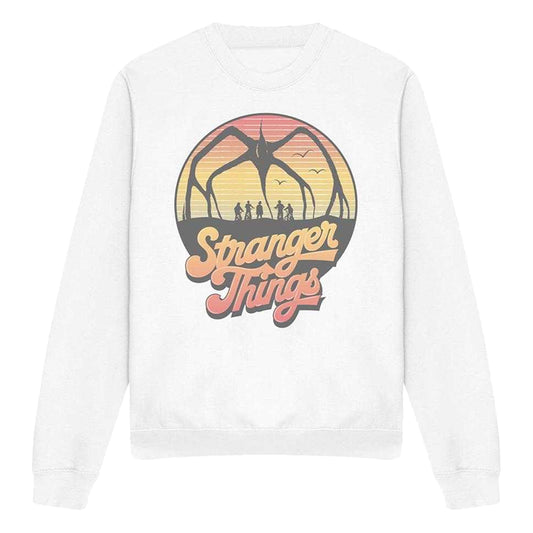 White - Front - Stranger Things Unisex Adult 80s Sunset Group Mind Flayer Sweatshirt