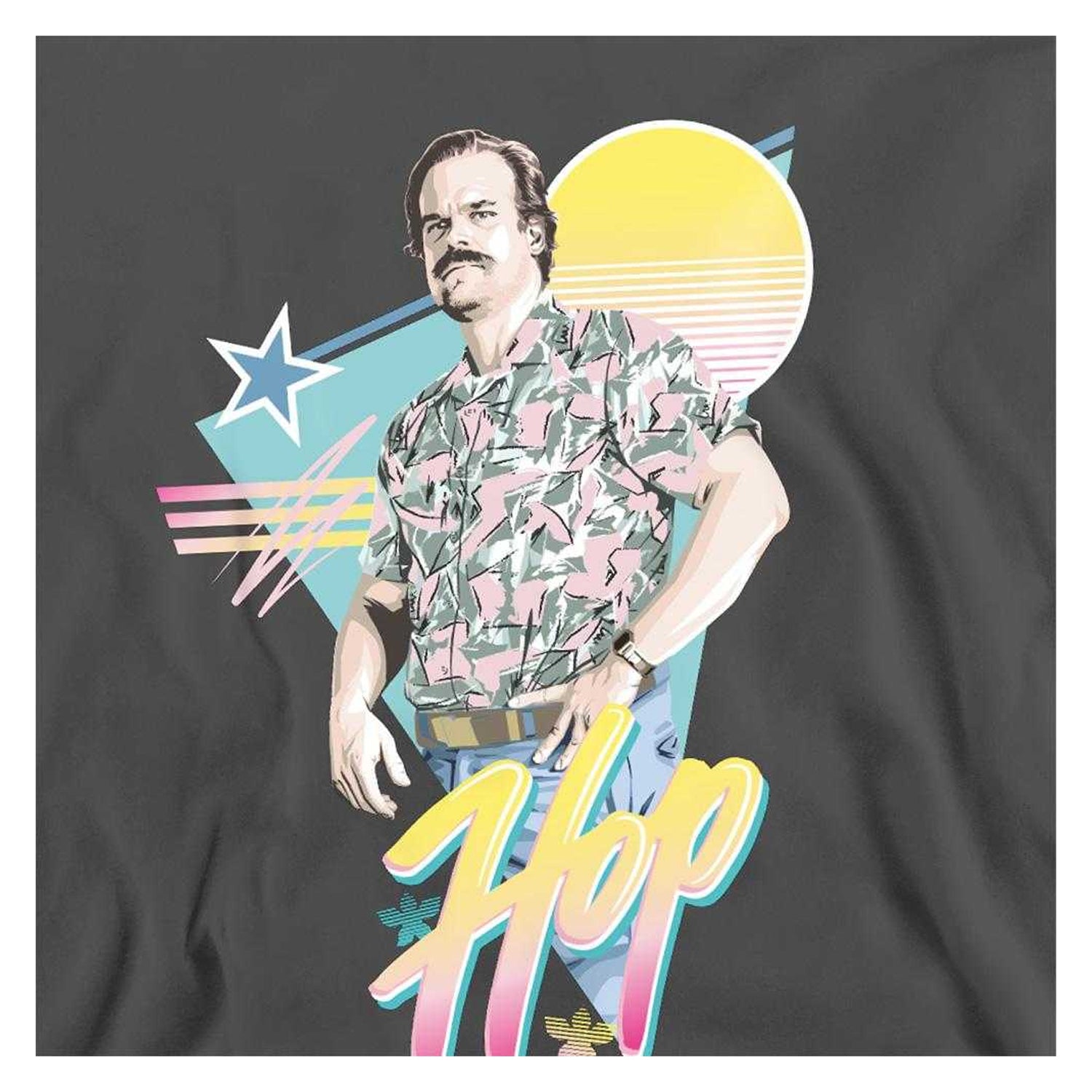 Charcoal - Side - Stranger Things Unisex Adult Jim Hopper 80s Sweatshirt