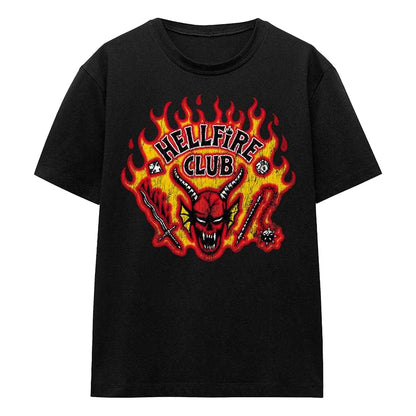 Black - Front - Stranger Things 5 Womens-Ladies Hellfire Flames T-Shirt