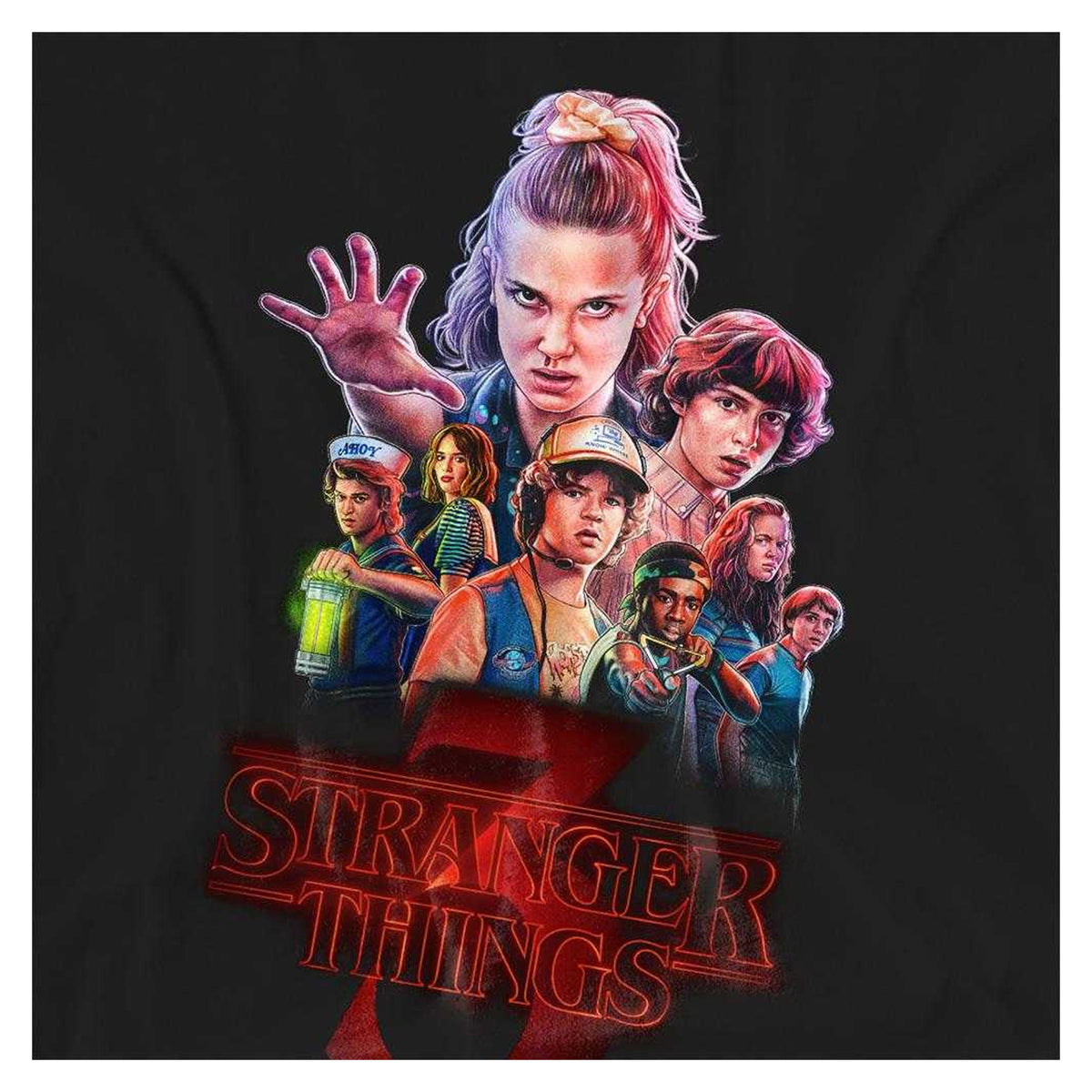 Black - Side - Stranger Things 3 Womens-Ladies Poster T-Shirt