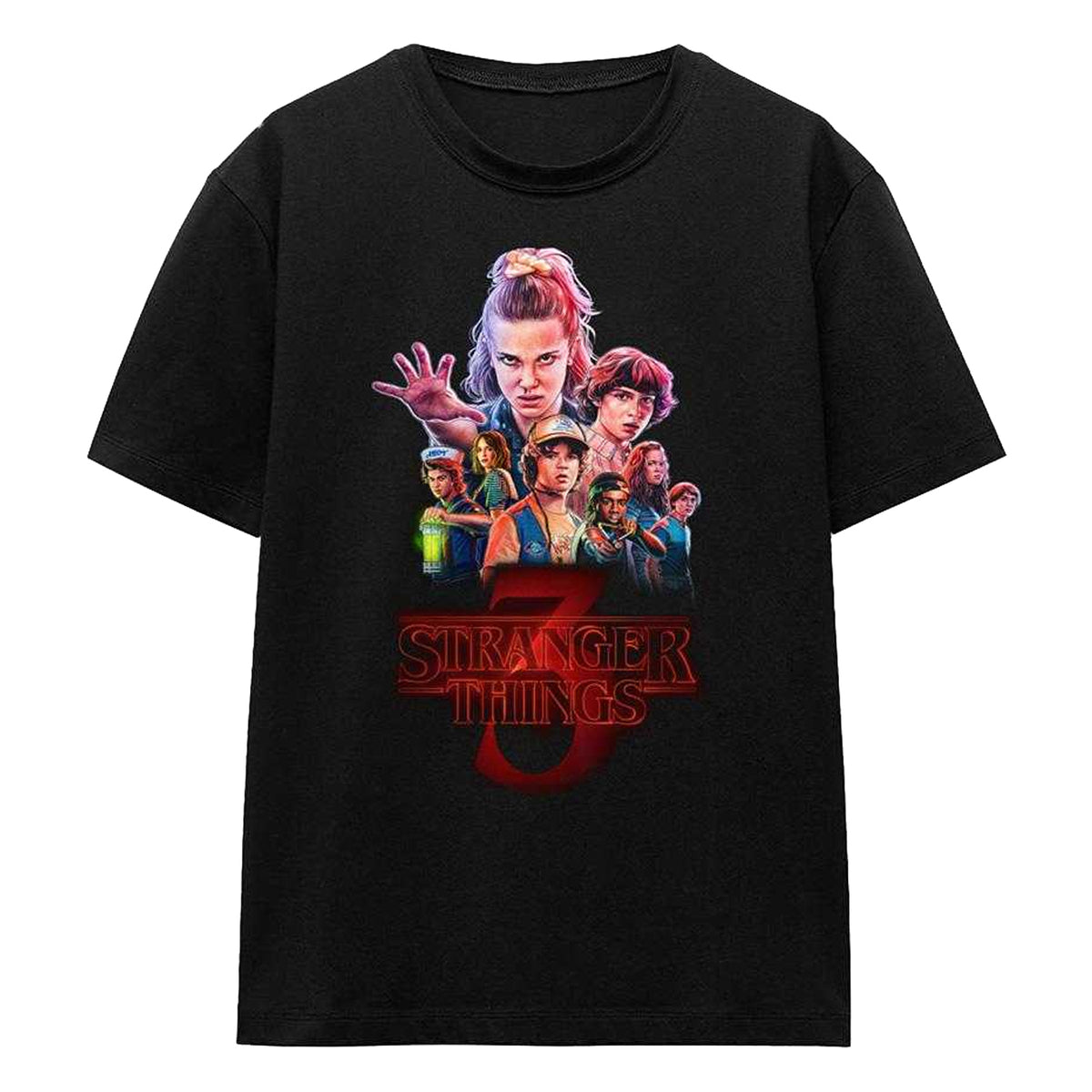 Black - Front - Stranger Things 3 Womens-Ladies Poster T-Shirt