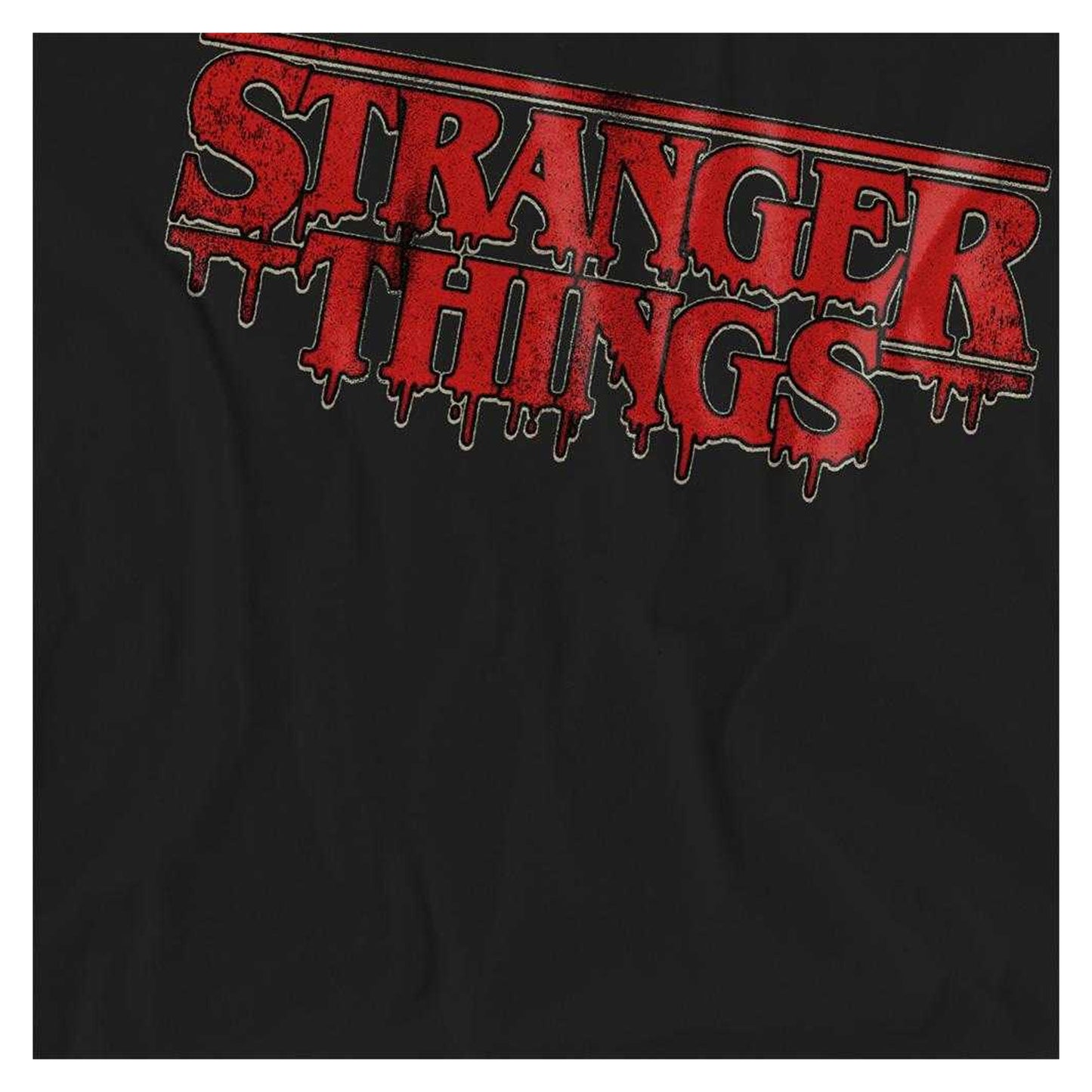 Black - Side - Stranger Things Womens-Ladies Logo Drip T-Shirt