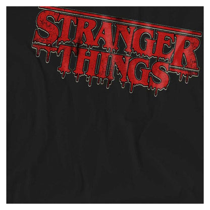Black - Side - Stranger Things Womens-Ladies Logo Drip T-Shirt