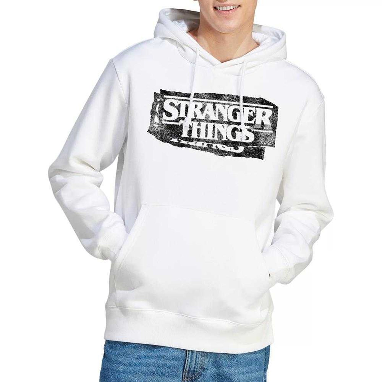White - Lifestyle - Stranger Things Unisex Adult Punk Logo Hoodie
