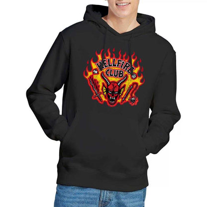 Black - Lifestyle - Stranger Things Unisex Adult Hellfire Club Flames Hoodie