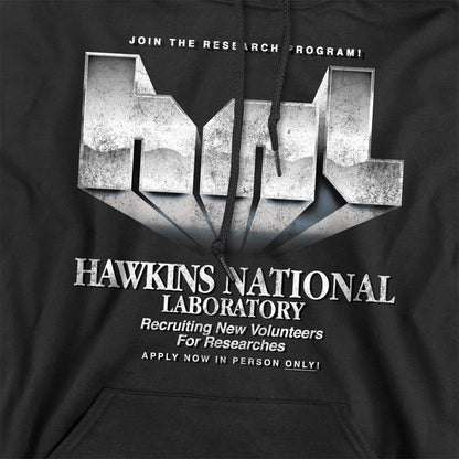 Black - Side - Stranger Things Unisex Adult Hawkins Lab Logo Hoodie