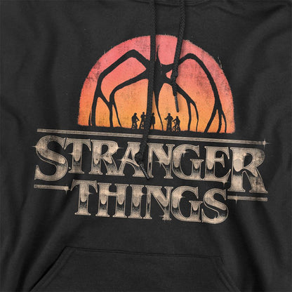 Black - Side - Stranger Things Unisex Adult Sunset Logo Hoodie