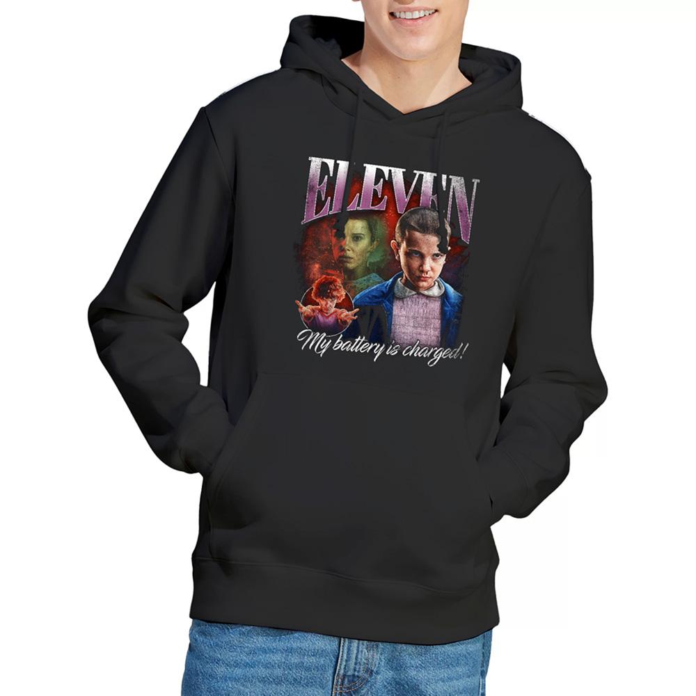 Black - Lifestyle - Stranger Things Unisex Adult Eleven Homage Hoodie
