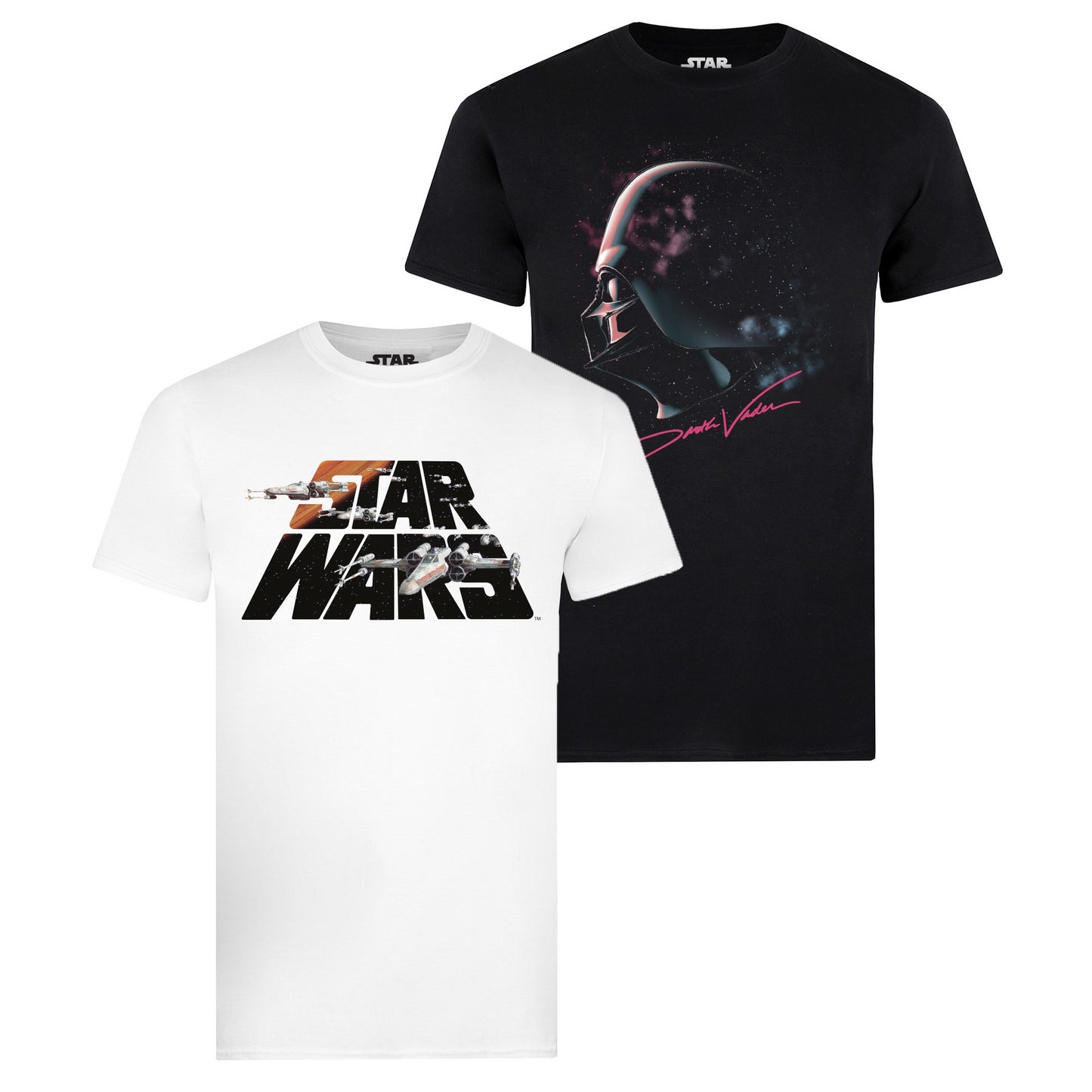 Black-White - Front - Star Wars Mens Light & Dark Side T-Shirt (Pack of 2)