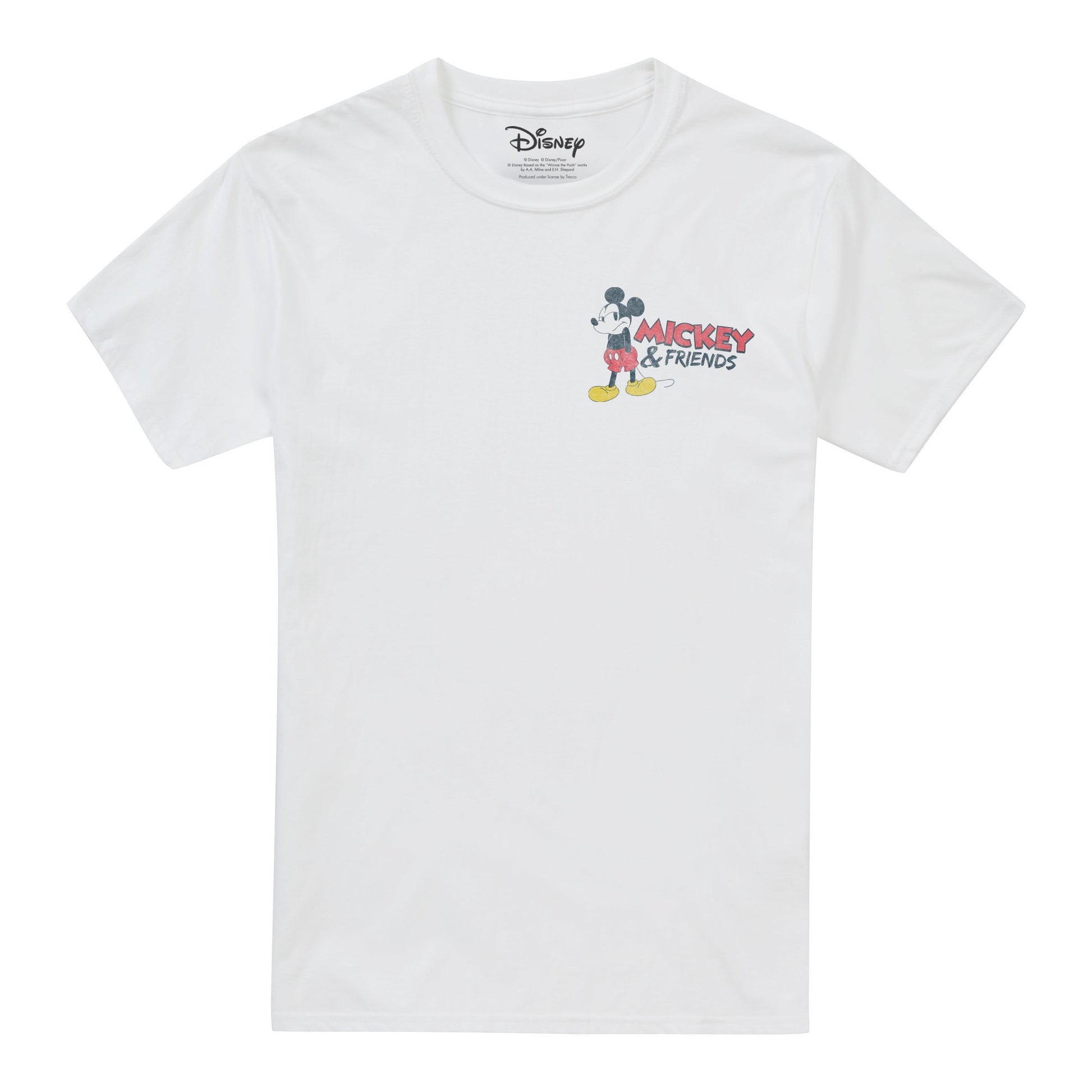 White - Front - Mickey Mouse & Friends Mens Classic Back Print T-Shirt