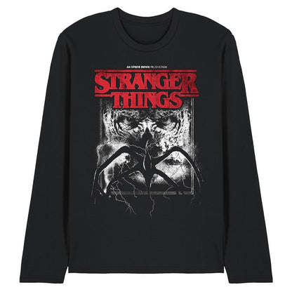 Black - Front - Stranger Things 5 Unisex Adult Vecna & Mindflayer Poster Long-Sleeved T-Shirt