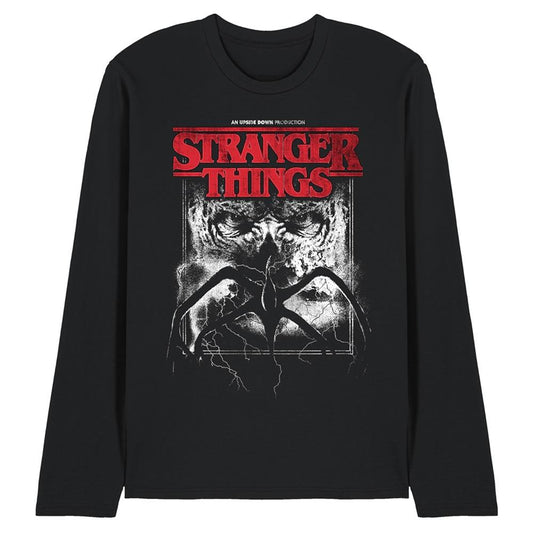 Black - Front - Stranger Things 5 Unisex Adult Vecna & Mindflayer Poster Long-Sleeved T-Shirt
