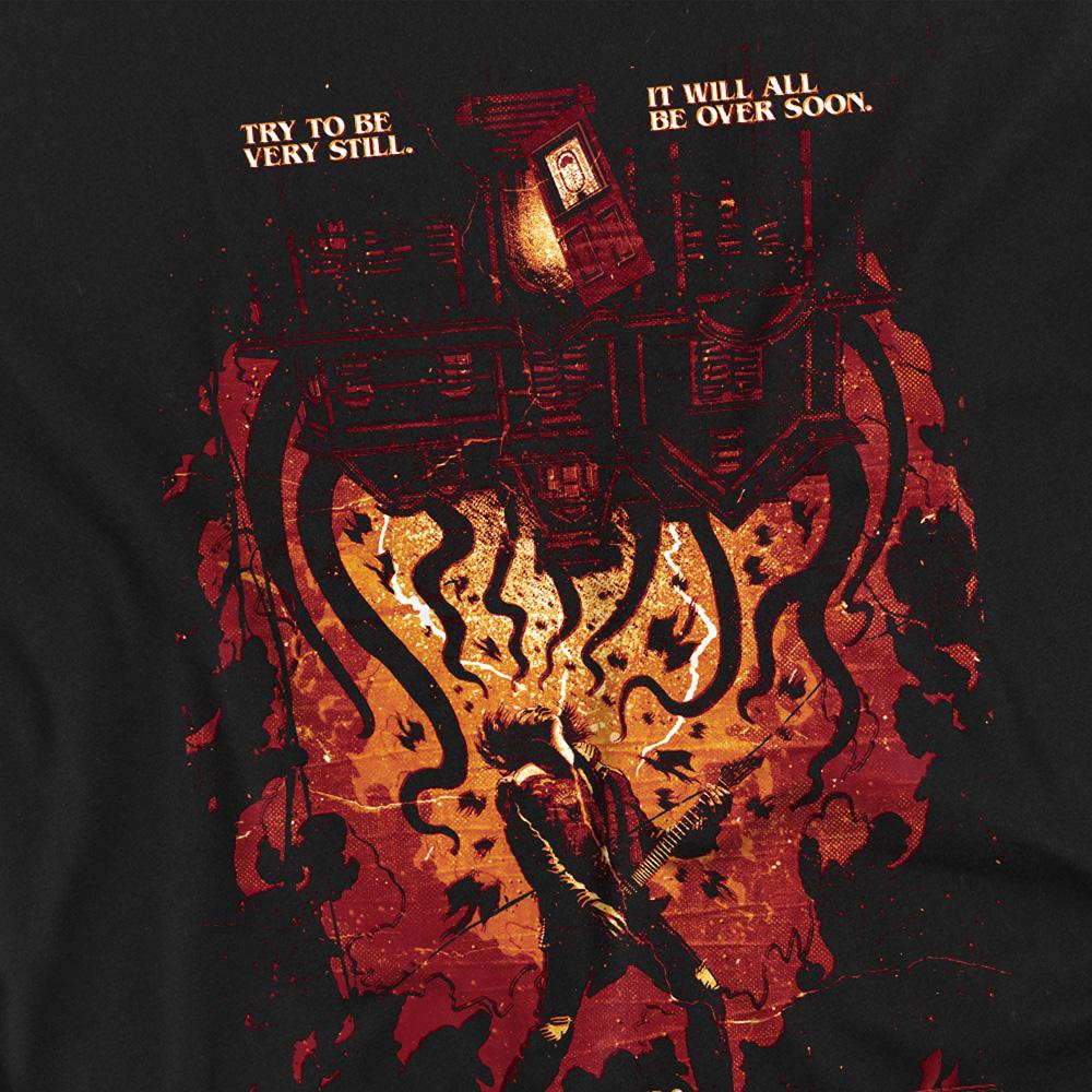 Black - Side - Stranger Things 4 Unisex Adult Eddie Munson Poster Long-Sleeved T-Shirt
