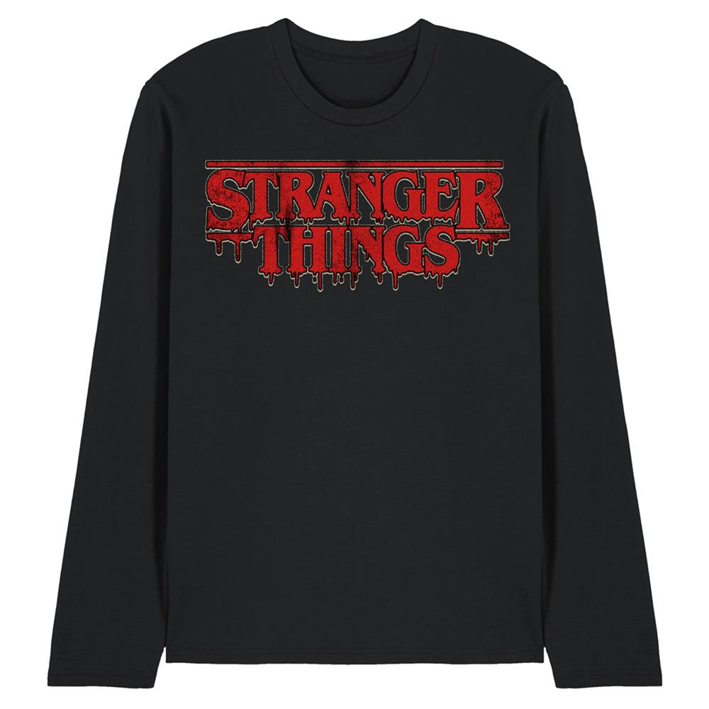 Black - Front - Stranger Things 5 Unisex Adult Dripping Logo Long-Sleeved T-Shirt