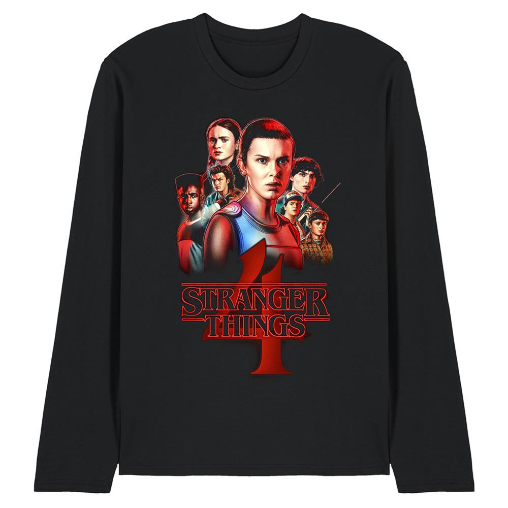 Black - Front - Stranger Things 4 Unisex Adult Poster Long-Sleeved T-Shirt