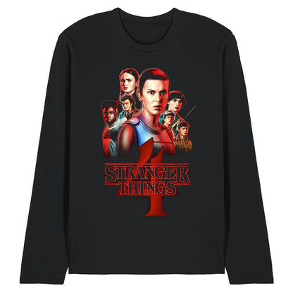 Black - Front - Stranger Things 4 Unisex Adult Poster Long-Sleeved T-Shirt