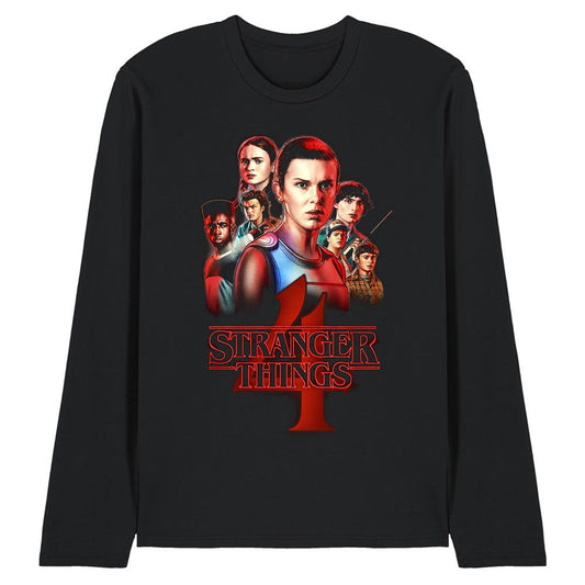 Black - Front - Stranger Things 4 Unisex Adult Poster Long-Sleeved T-Shirt