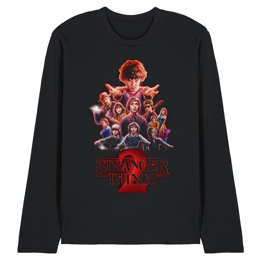 Black - Front - Stranger Things 2 Unisex Adult Poster Long-Sleeved T-Shirt