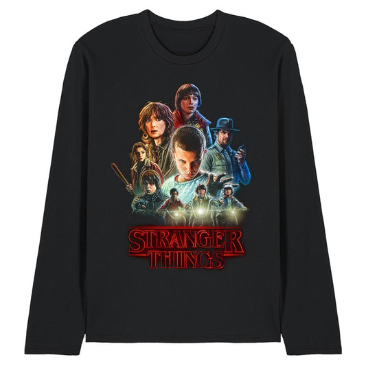 Black - Front - Stranger Things Unisex Adult Season 1 Poster Long-Sleeved T-Shirt