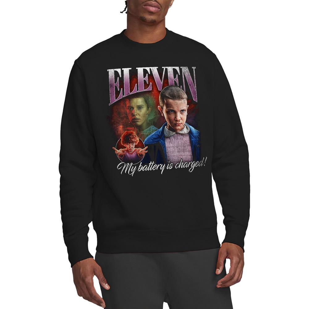 Black - Lifestyle - Stranger Things Unisex Adult Eleven Homage Sweatshirt