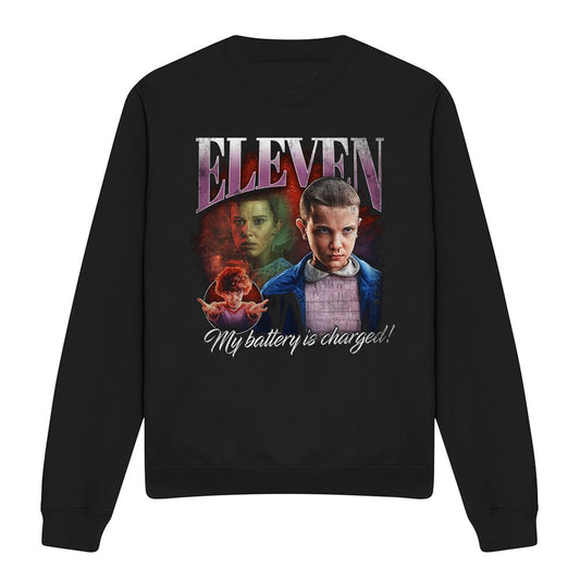 Black - Front - Stranger Things Unisex Adult Eleven Homage Sweatshirt