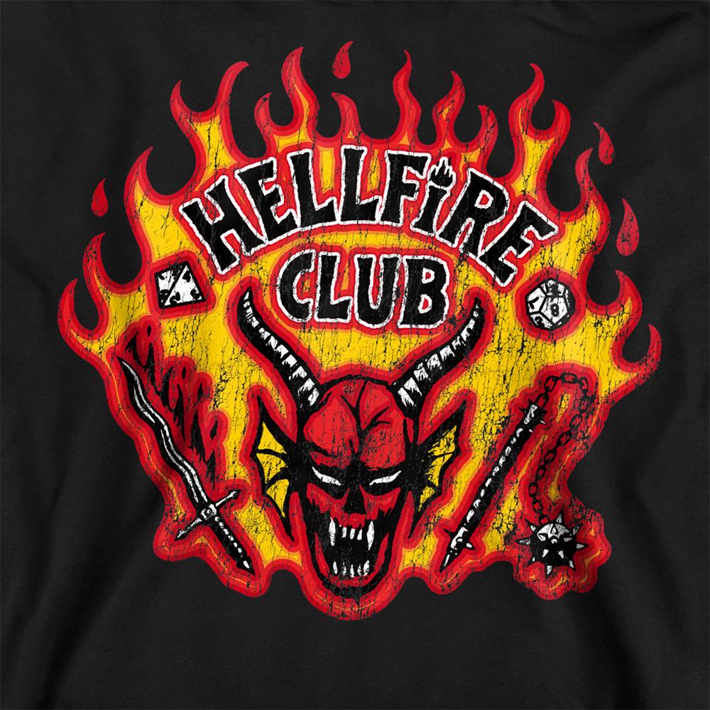 Black - Side - Stranger Things Unisex Adult Hellfire Flames Sweatshirt