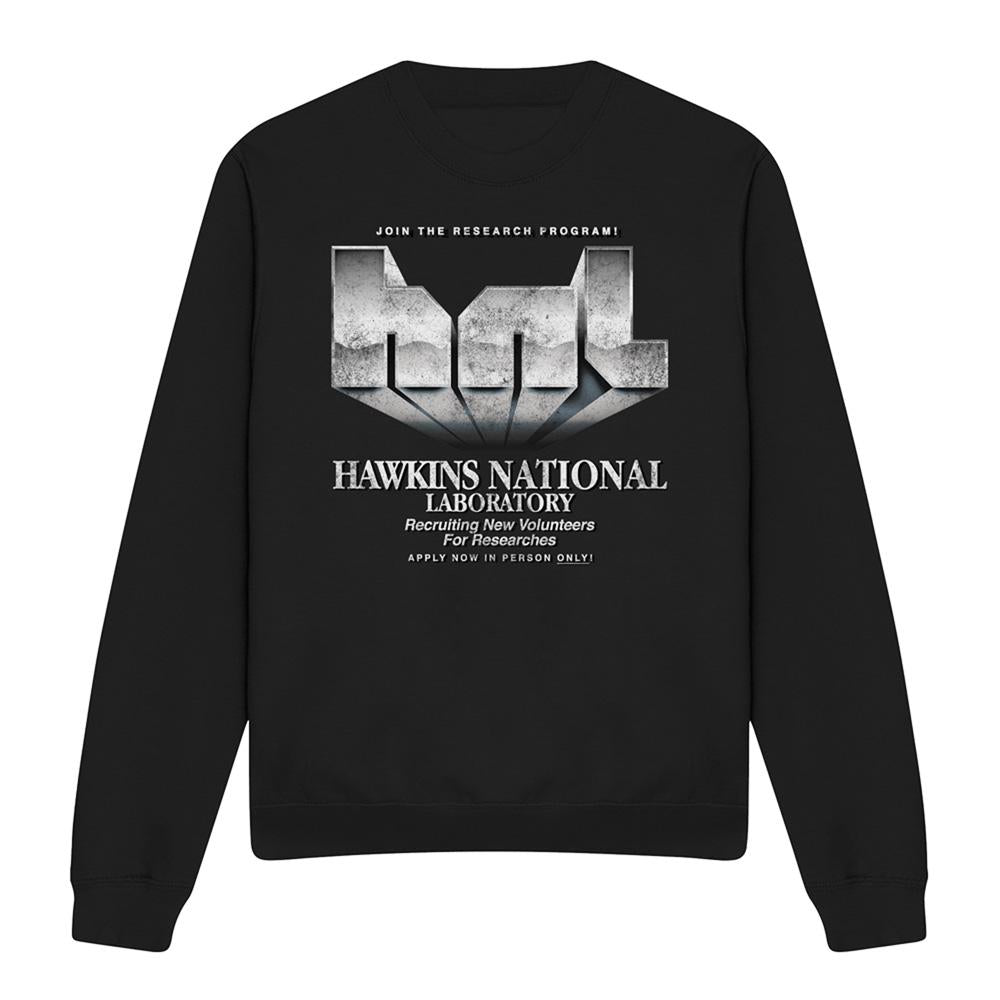 Black - Front - Stranger Things Unisex Adult Hawkins Lab Logo Sweatshirt