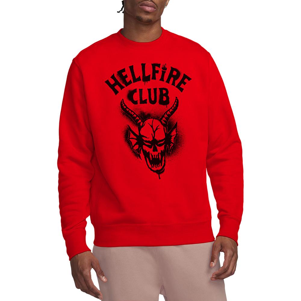 Red - Side - Stranger Things Unisex Adult Hellfire Spray Logo Sweatshirt