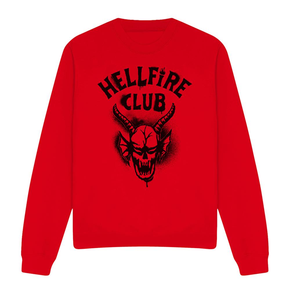 Red - Front - Stranger Things Unisex Adult Hellfire Spray Logo Sweatshirt