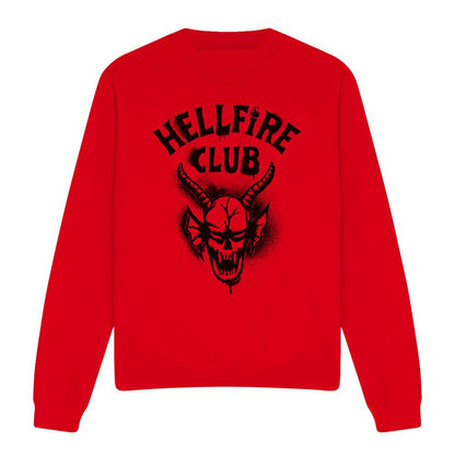 Red - Front - Stranger Things Unisex Adult Hellfire Spray Logo Sweatshirt