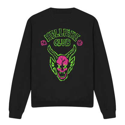Black - Front - Stranger Things Unisex Adult Hellfire Sketch Logo Sweatshirt