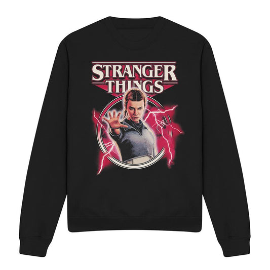 Black - Front - Stranger Things Unisex Adult Eleven Lightning Sweatshirt