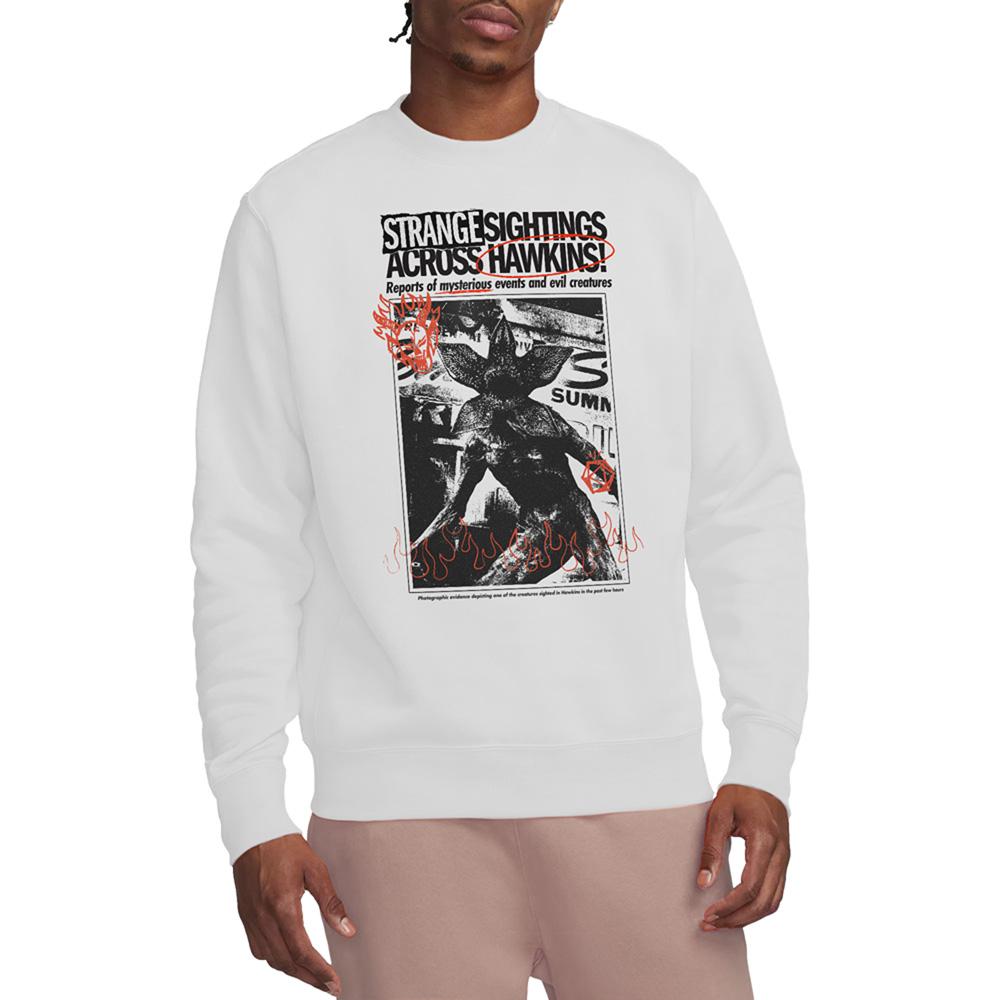 White - Side - Stranger Things Unisex Adult Demogorgon Newspaper Sweatshirt