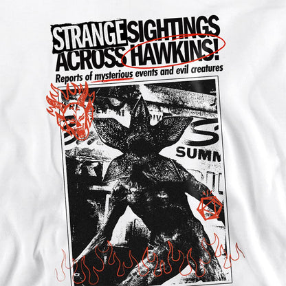 White - Pack Shot - Stranger Things Unisex Adult Demogorgon Newspaper Sweatshirt