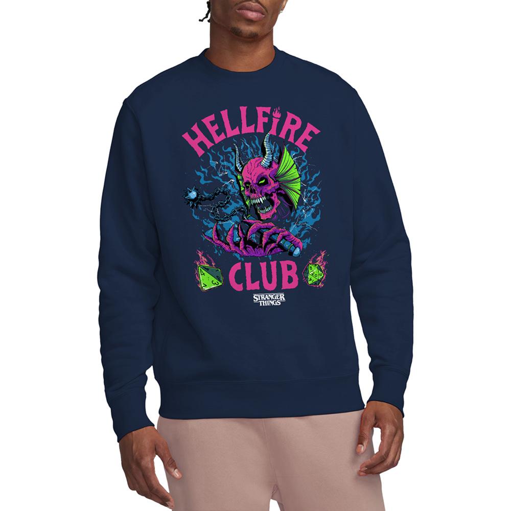 Navy - Side - Stranger Things Unisex Adult Hellfire Dice Sweatshirt