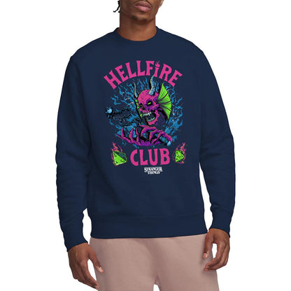 Navy - Side - Stranger Things Unisex Adult Hellfire Dice Sweatshirt