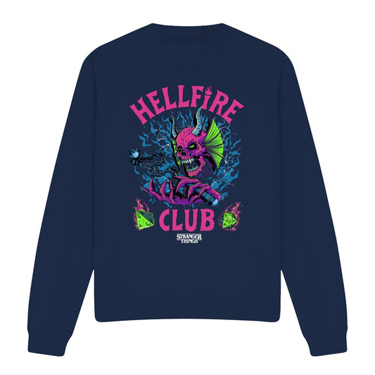 Navy - Front - Stranger Things Unisex Adult Hellfire Dice Sweatshirt
