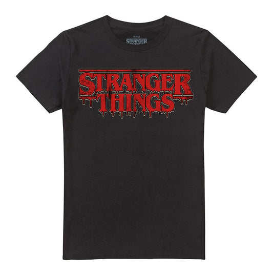 Black - Front - Stranger Things 5 Unisex Adult Dripping Logo T-Shirt