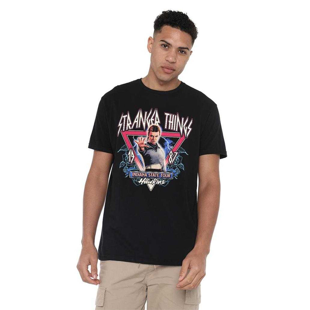 Black - Side - Stranger Things Unisex Adult 87 Eleven Tour Poster Back Print T-Shirt