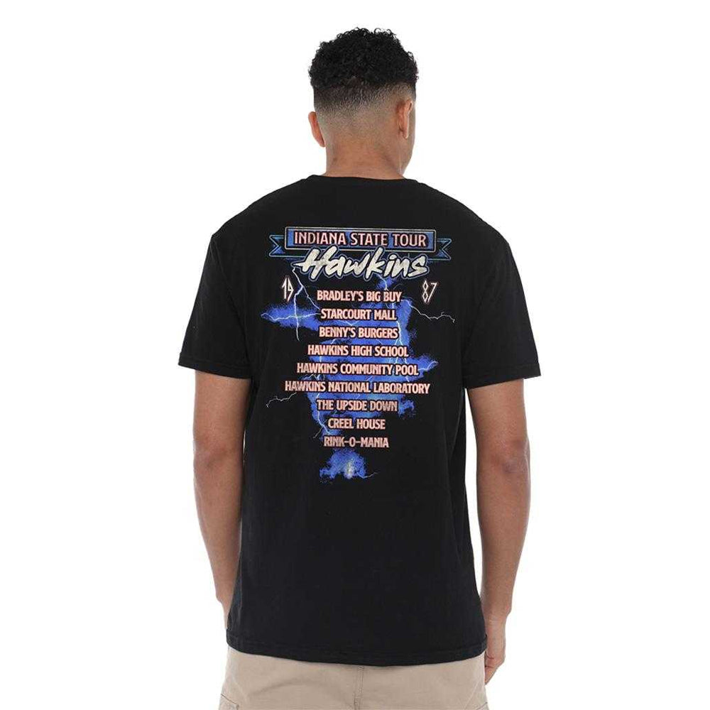 Black - Lifestyle - Stranger Things Unisex Adult 87 Eleven Tour Poster Back Print T-Shirt