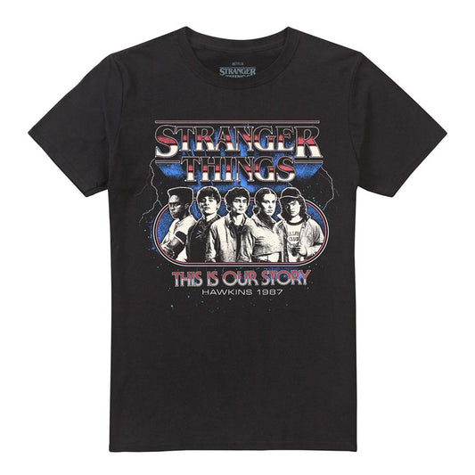 Black - Front - Stranger Things Unisex Adult Retro Thunder Group Poster T-Shirt