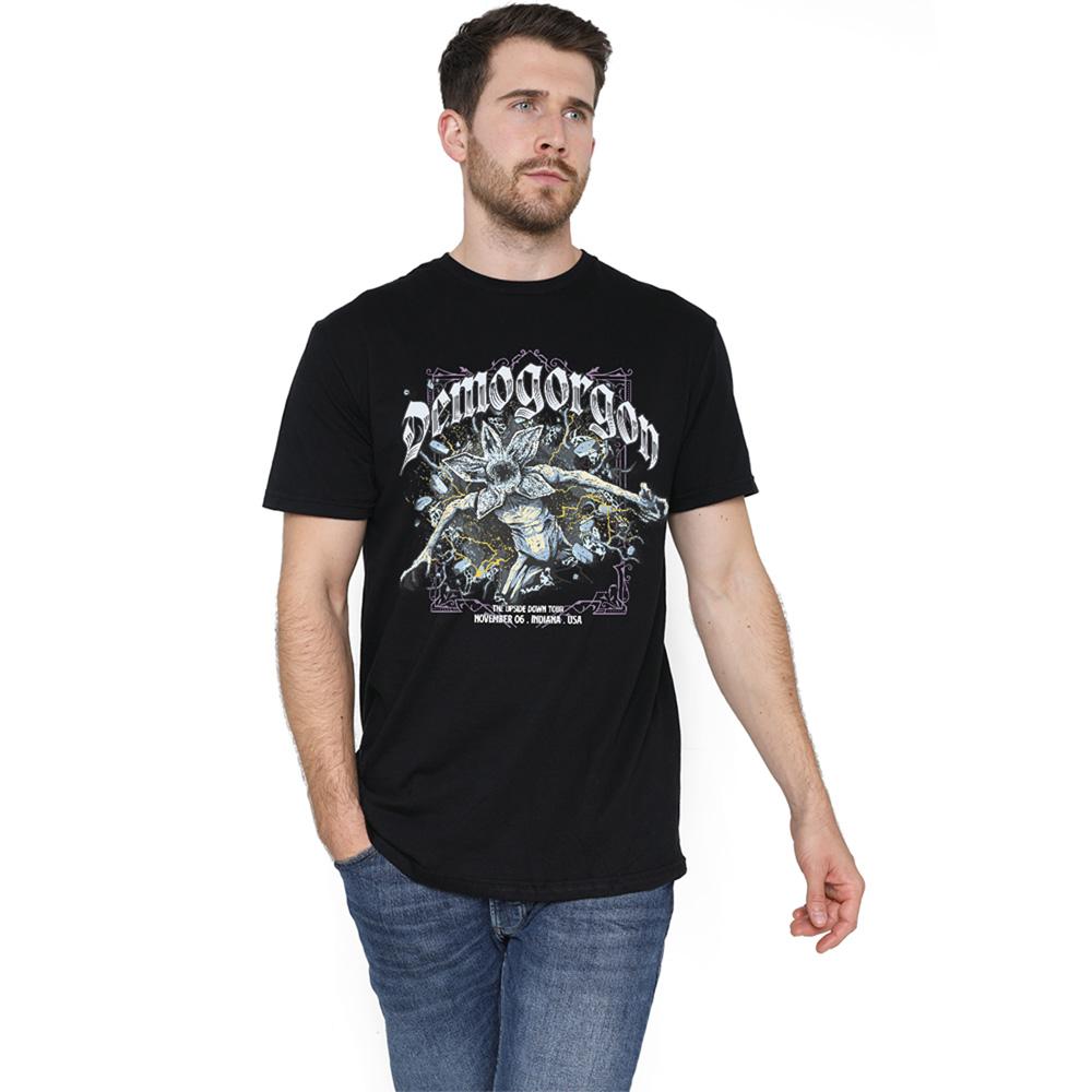 Black - Side - Stranger Things Unisex Adult Demogorgon Band T-Shirt