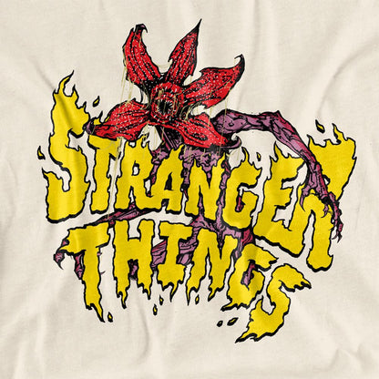 Natural - Pack Shot - Stranger Things Womens-Ladies Demogorgon Flames T-Shirt