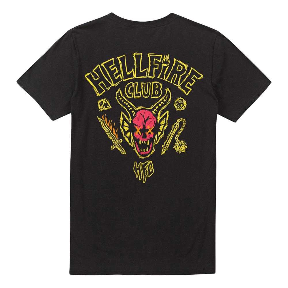 Black - Back - Stranger Things Unisex Adult Hellfire Outline Back Print T-Shirt