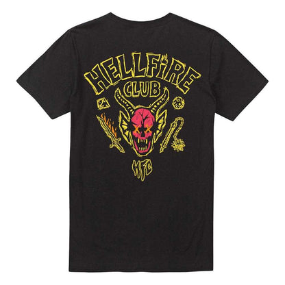 Black - Back - Stranger Things Unisex Adult Hellfire Outline Back Print T-Shirt