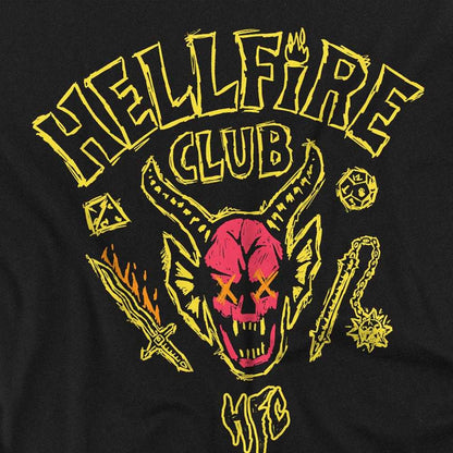 Black - Side - Stranger Things Unisex Adult Hellfire Outline Back Print T-Shirt