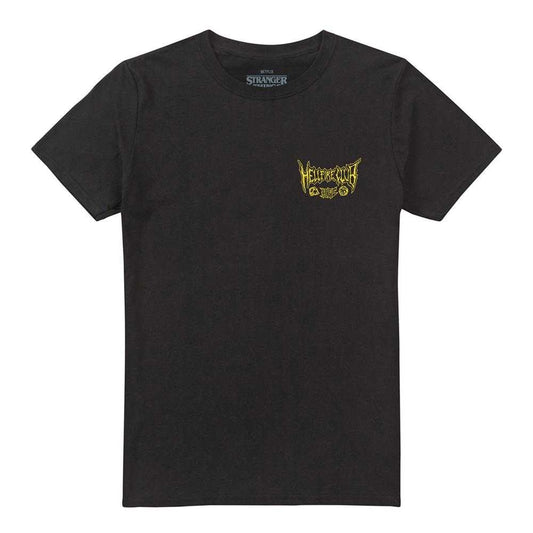 Black - Front - Stranger Things Unisex Adult Hellfire Outline Back Print T-Shirt