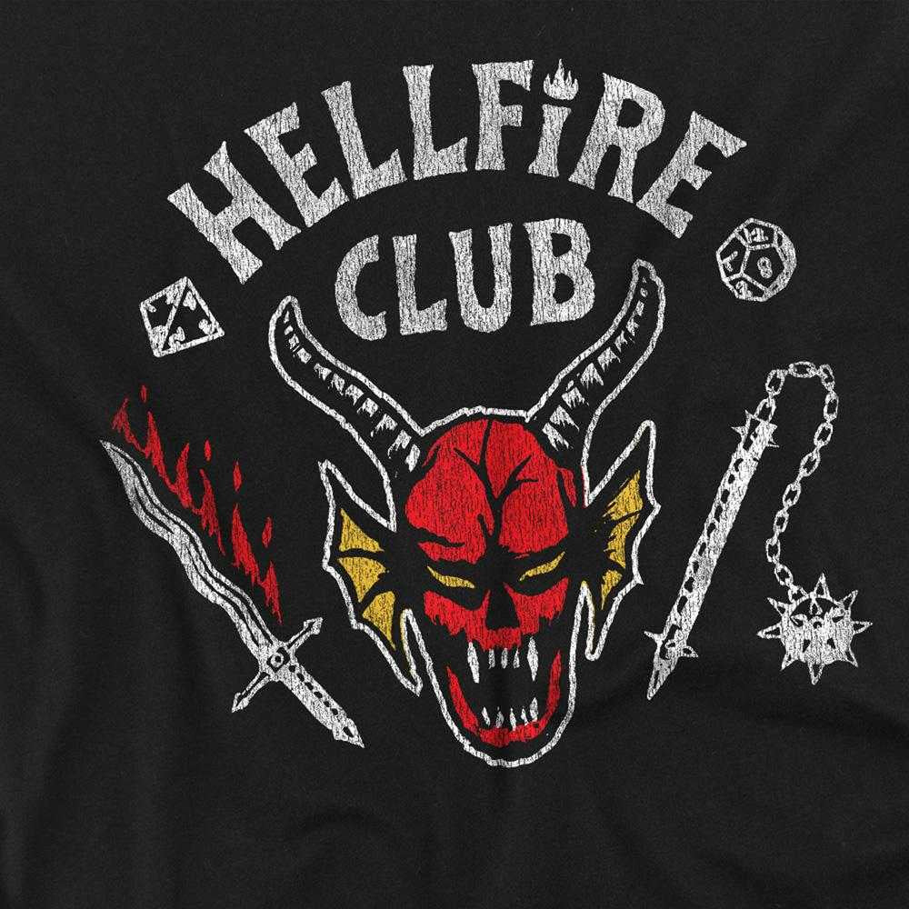 Black - Side - Stranger Things Unisex Adult Hellfire Club Inverted Long-Sleeved T-Shirt