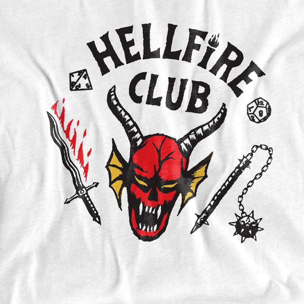White - Side - Stranger Things Unisex Adult Hellfire Club Long-Sleeved T-Shirt